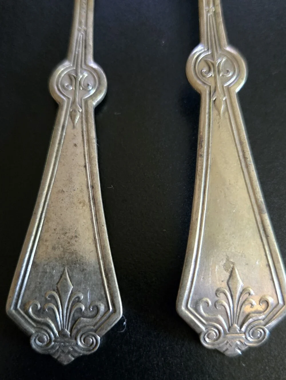 Vintage Rogers & Bros Silverplate Dinner Forks Pair Art Deco Pattern Flatware
